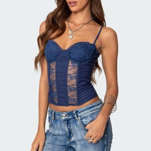 Avena Linen Look Lacey Corset