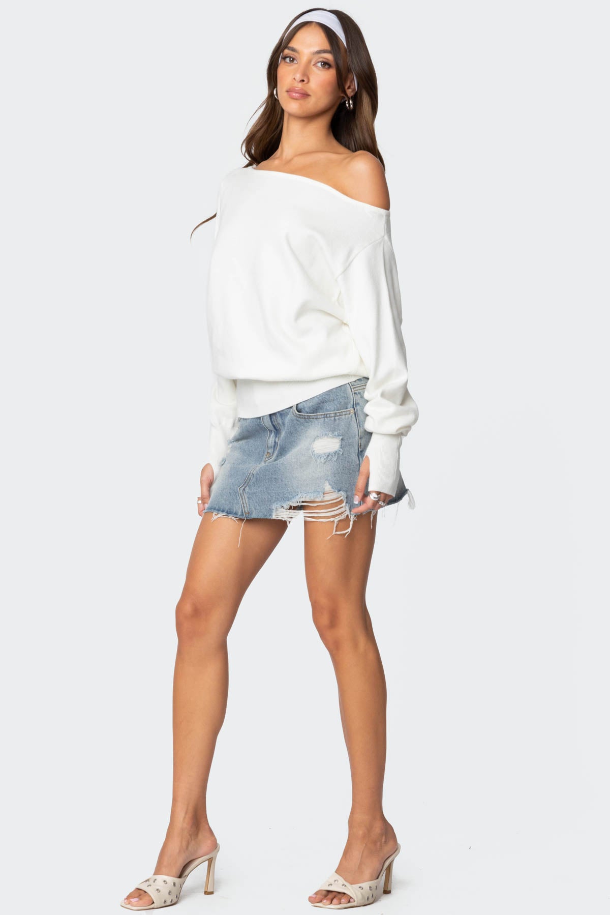 Off Shoulder Oversized Sweater - Image 5