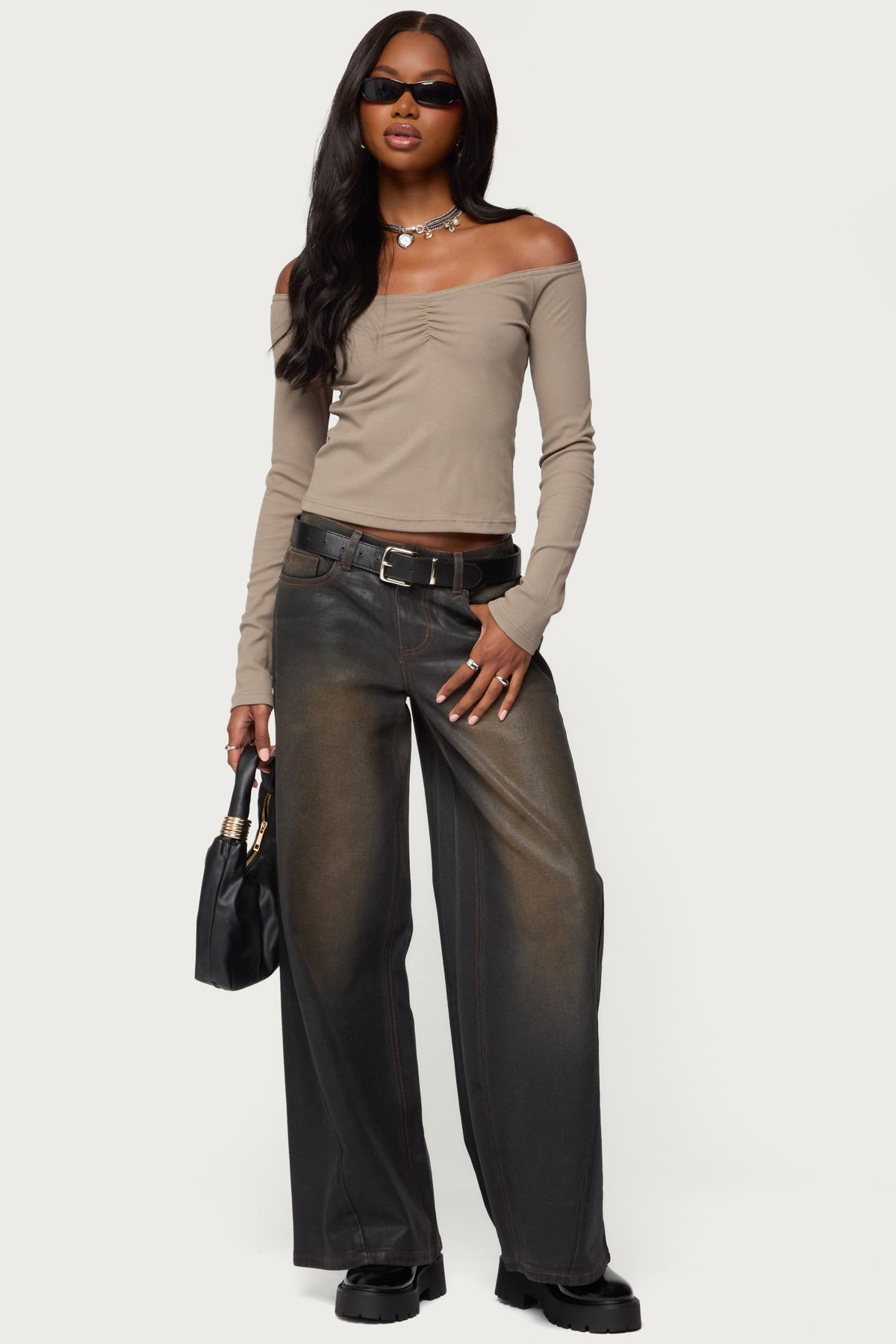 Cambria Ribbed Off Shoulder Top - Image 2