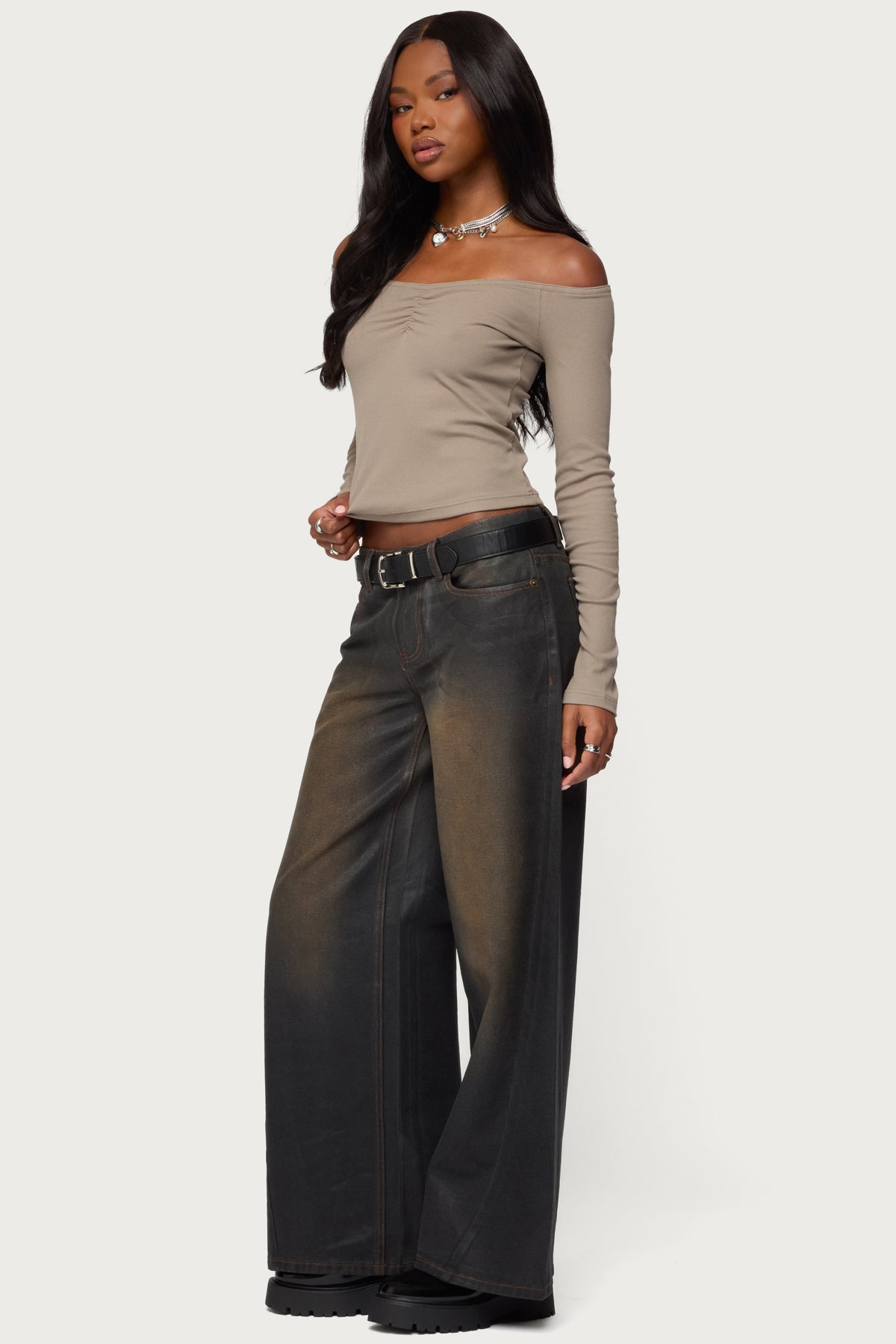 Cambria Ribbed Off Shoulder Top - Image 4