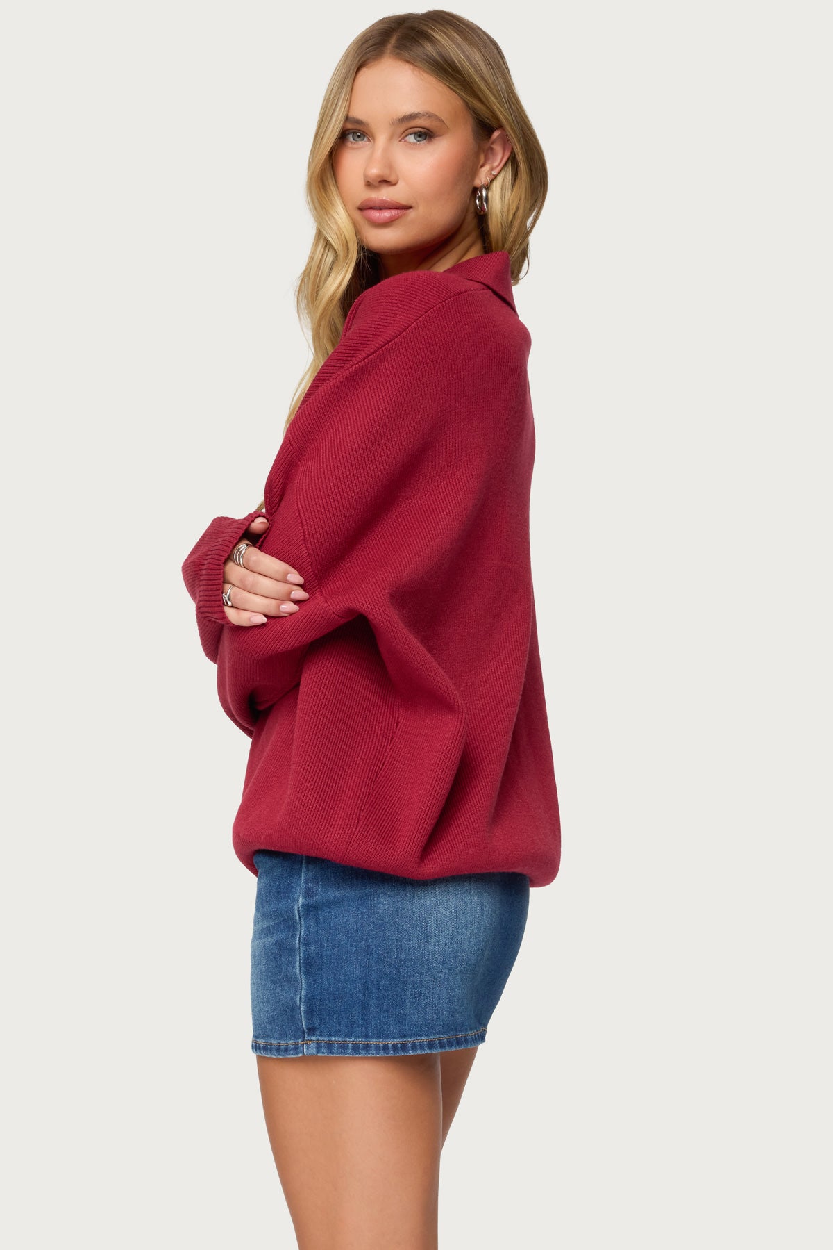 Lorie Oversized Knit Polo Sweater - Image 4