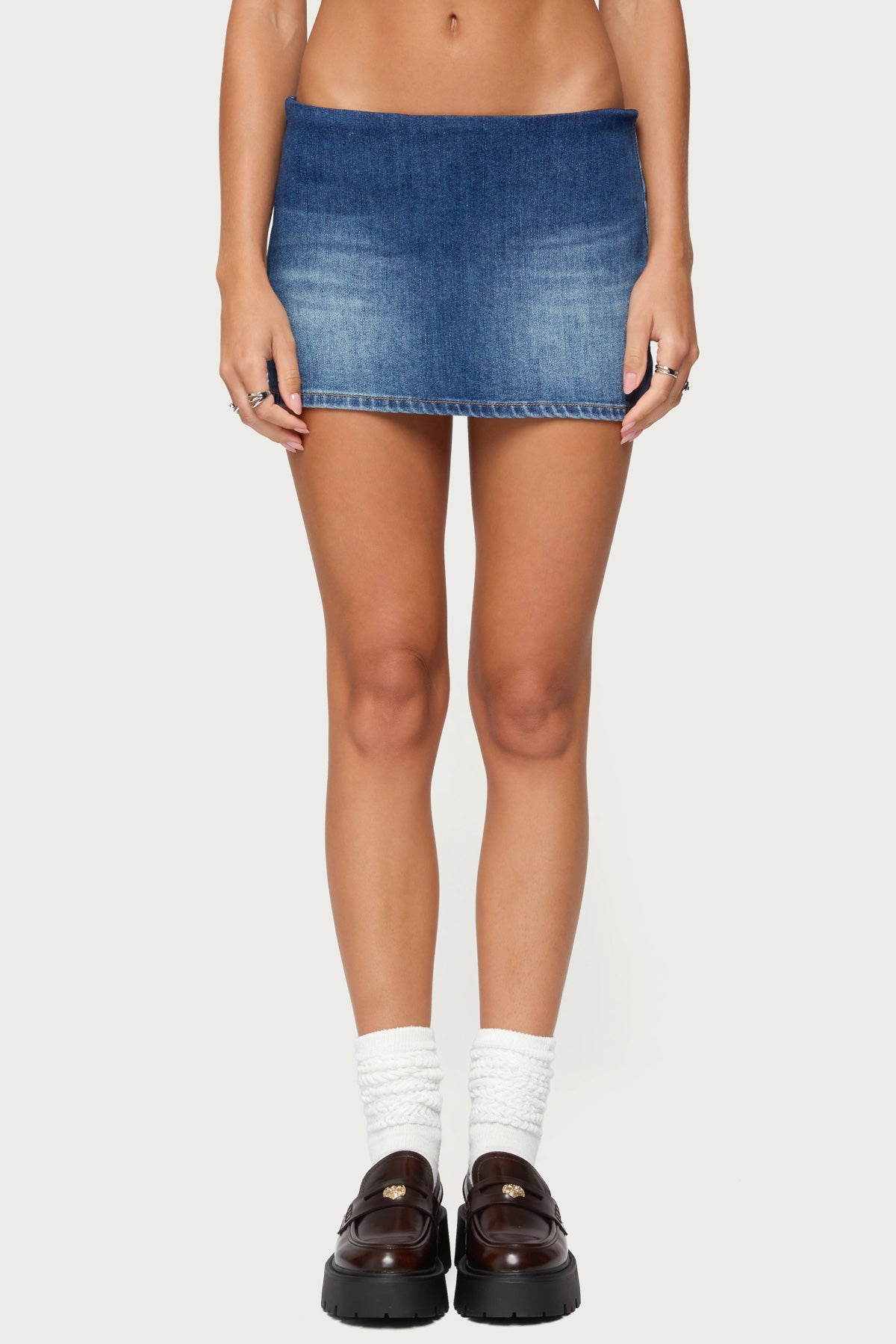 Archie Stretchy Denim Mini Skort - Image 2