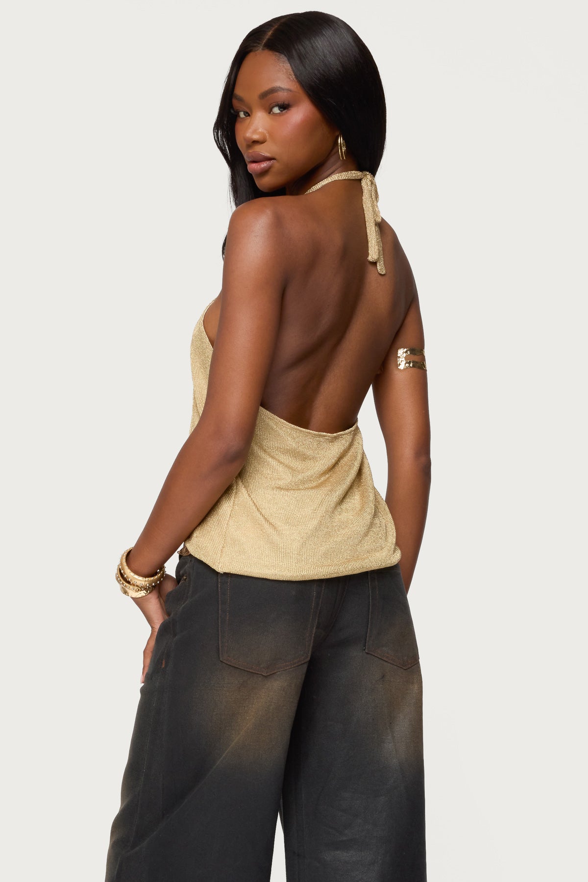 Stasia Sparkly Knit Split Front Top - Image 6