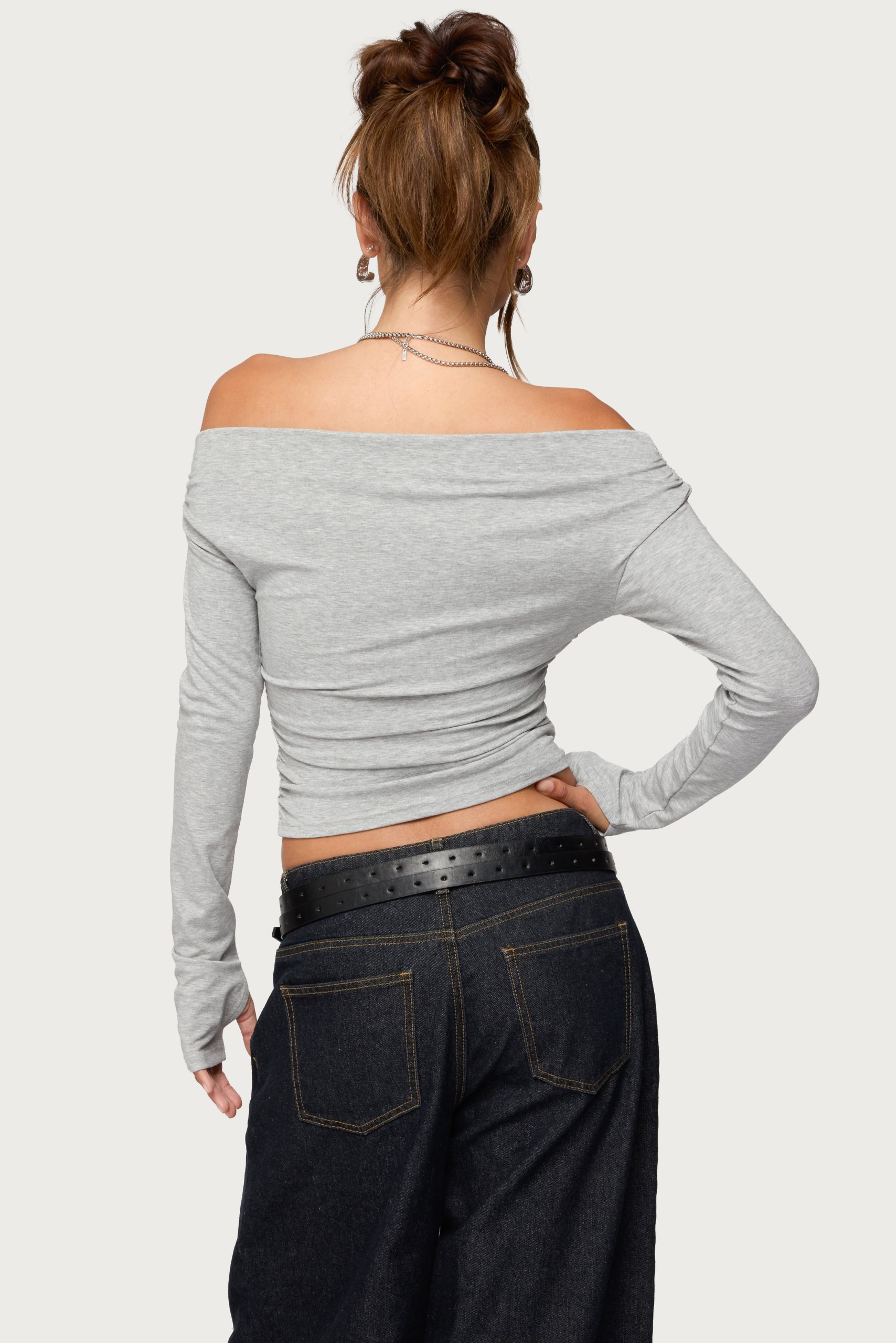 Milane Ruched Off Shoulder Ribbed Top - Image 5