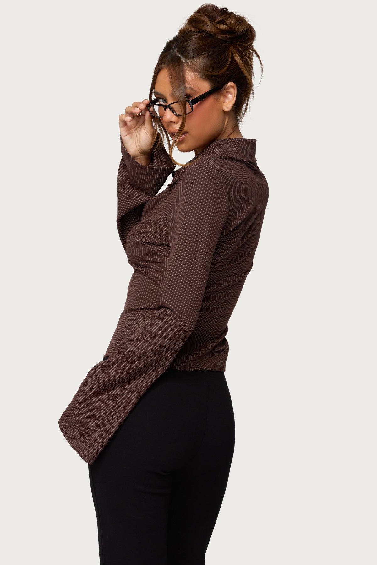 Pinstripe Tailored Button Up Shirt - Image 5