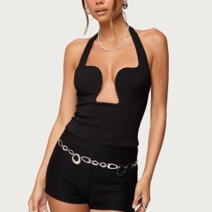 Stassy Abstract Cutout Halter Top