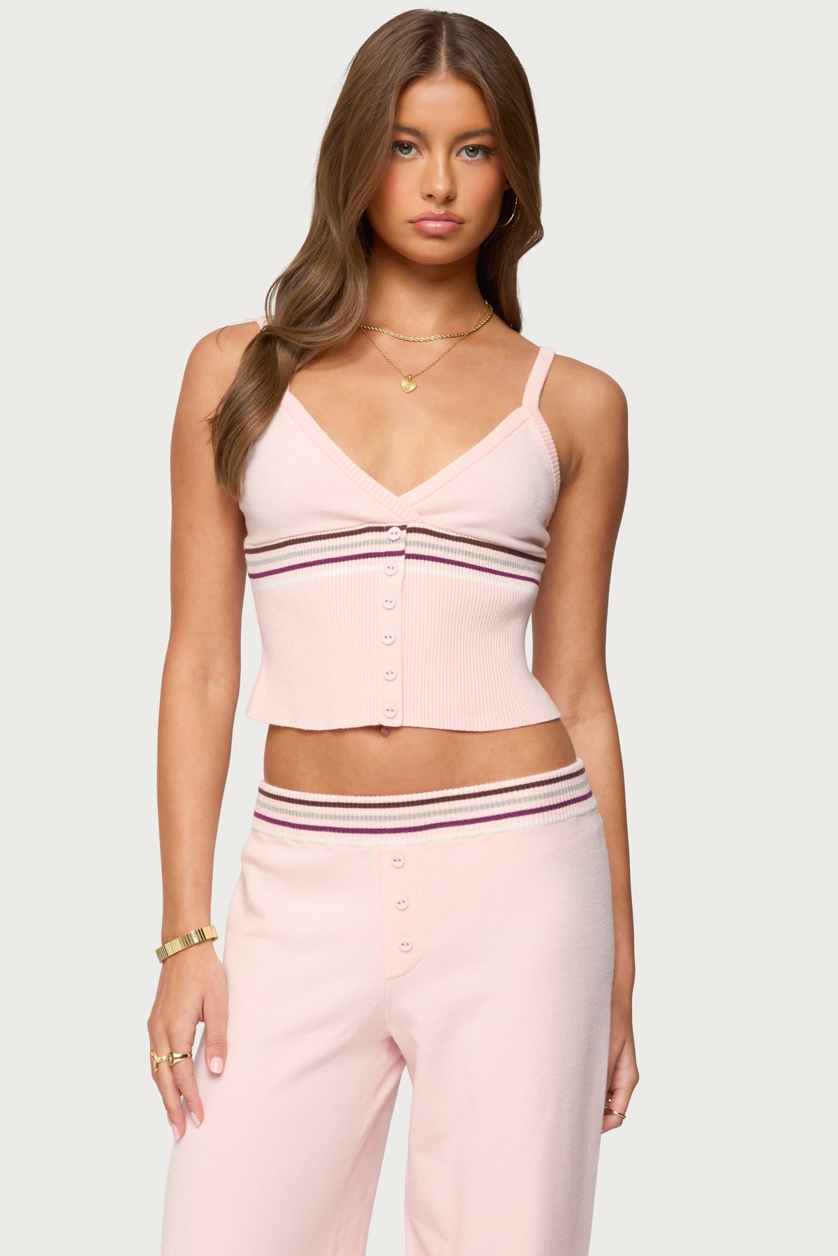 Miya Stripey Ribbed Knit Tank Top - Image 2