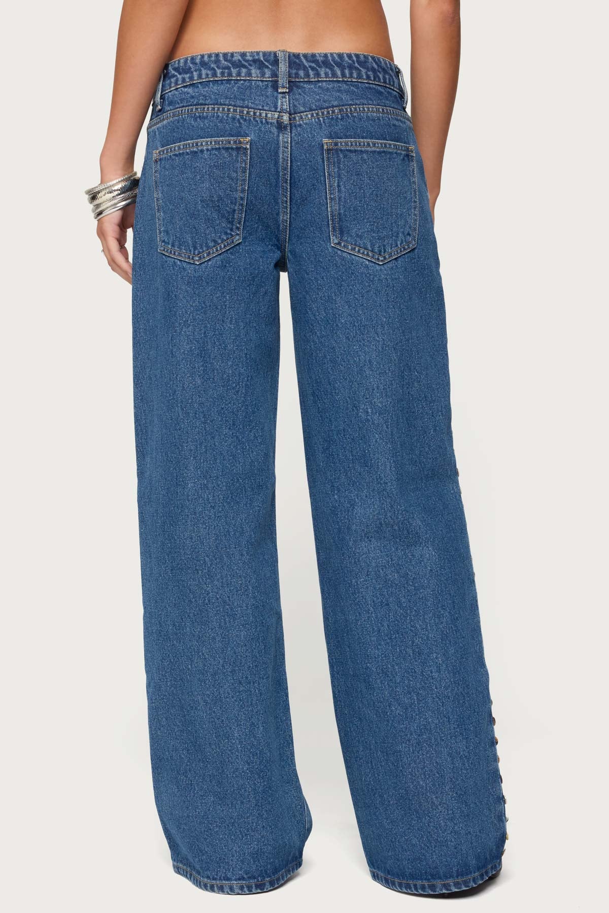 Iridescent Button Low Rise Jeans - Image 5