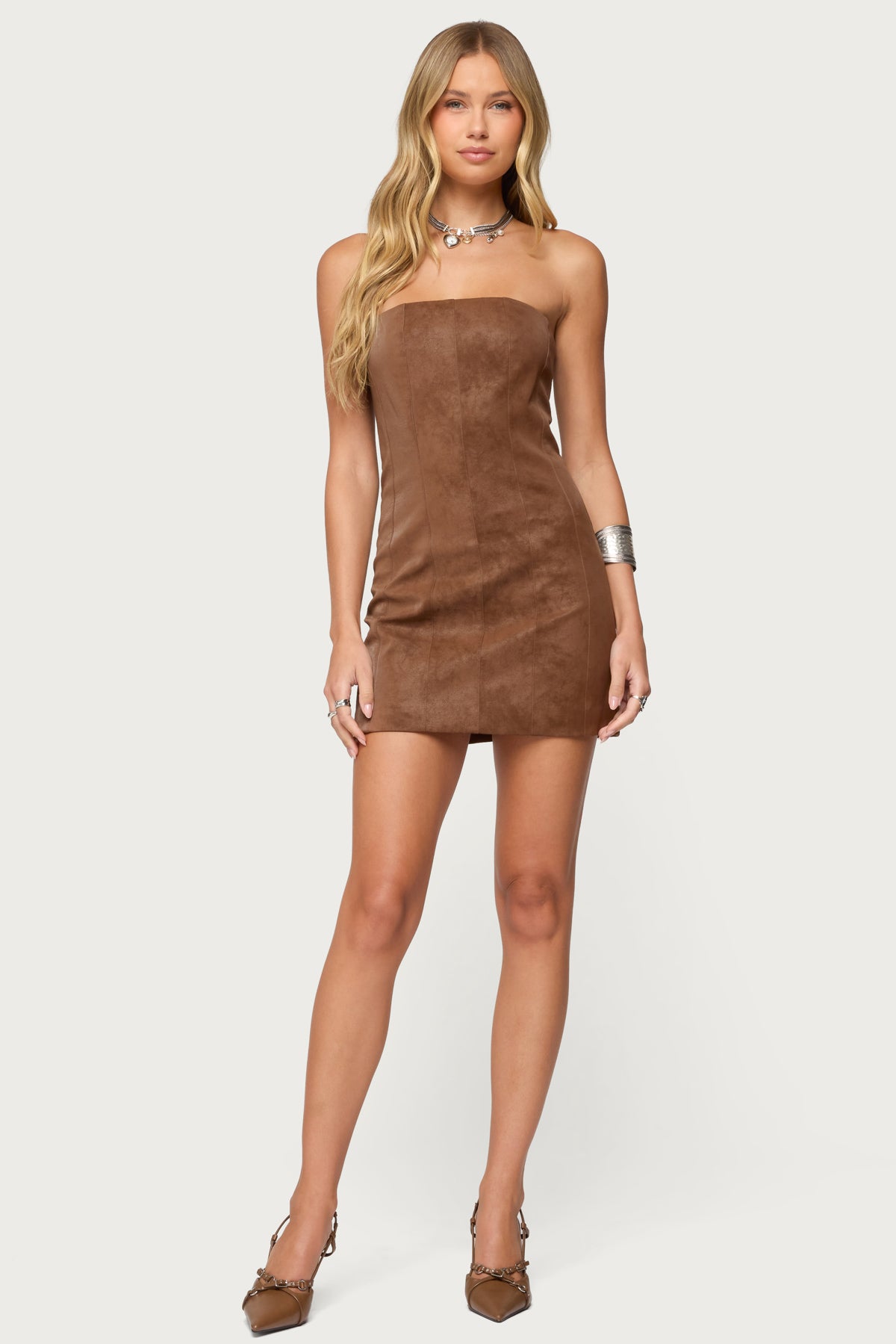 Carina Strapless Faux Suede Mini Dress - Image 2