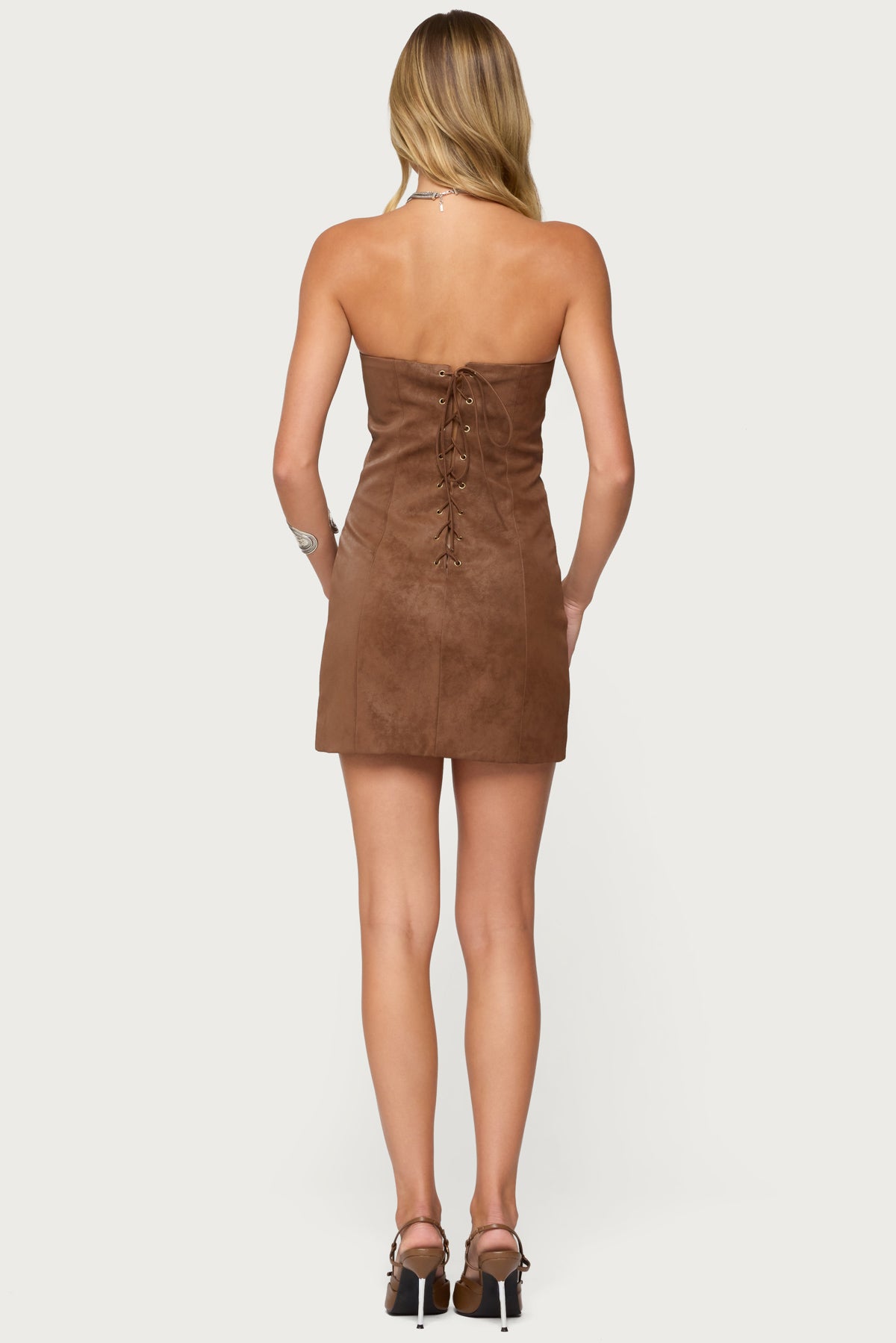 Carina Strapless Faux Suede Mini Dress - Image 4