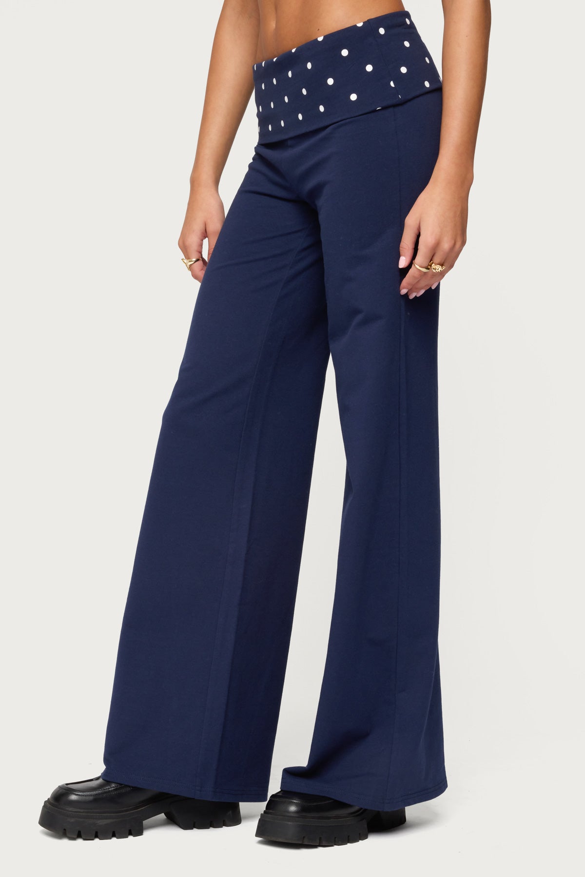 Reeva Polka Dot Fold Over Pants - Image 4