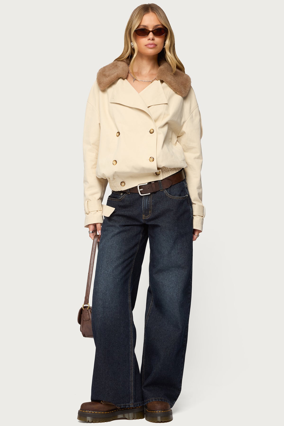 Detachable Faux Fur Trench Coat - Image 2