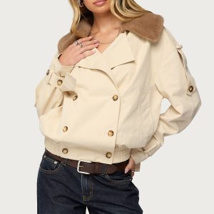 Detachable Faux Fur Trench Coat