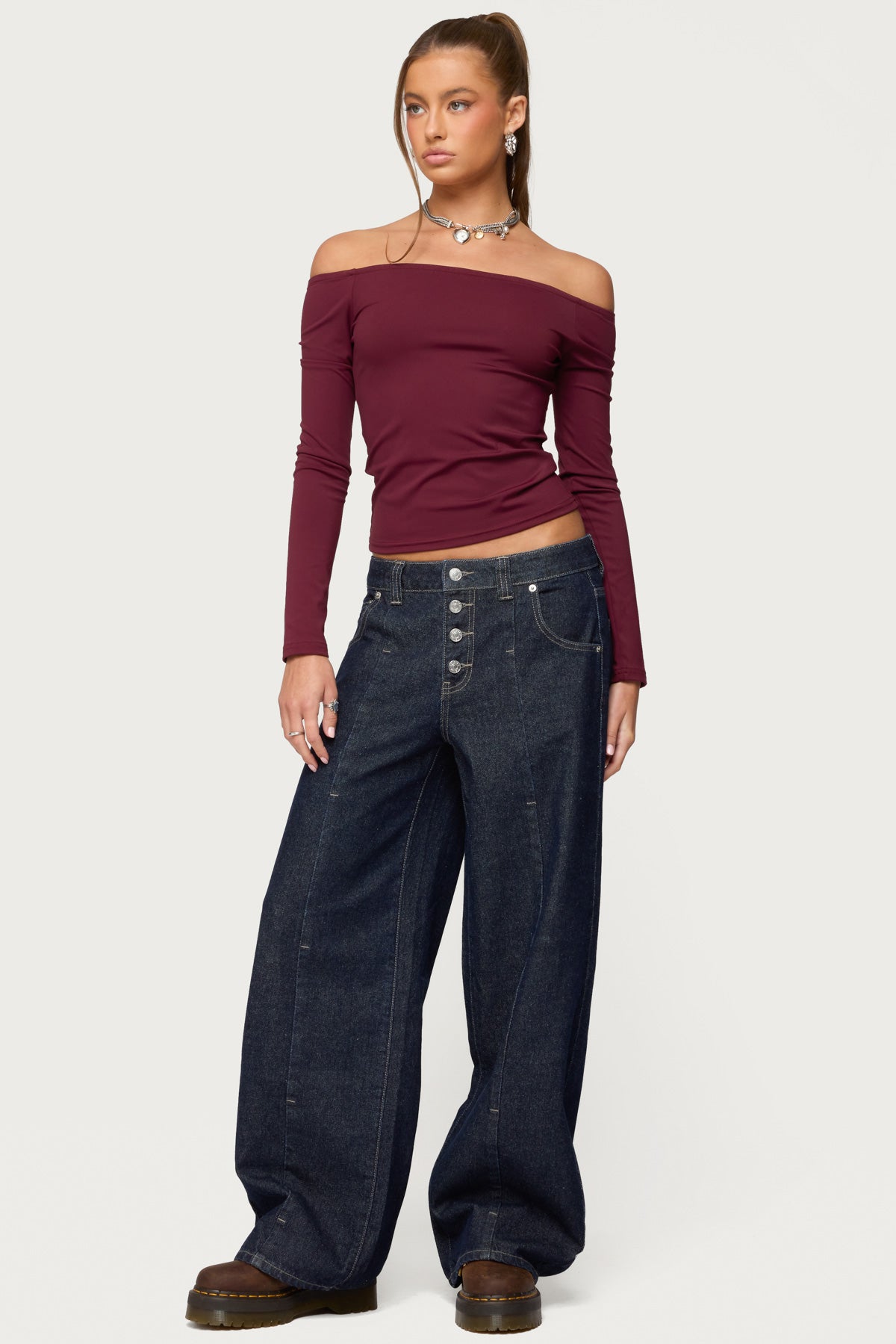 Katie Off Shoulder Long Sleeve Top - Image 4