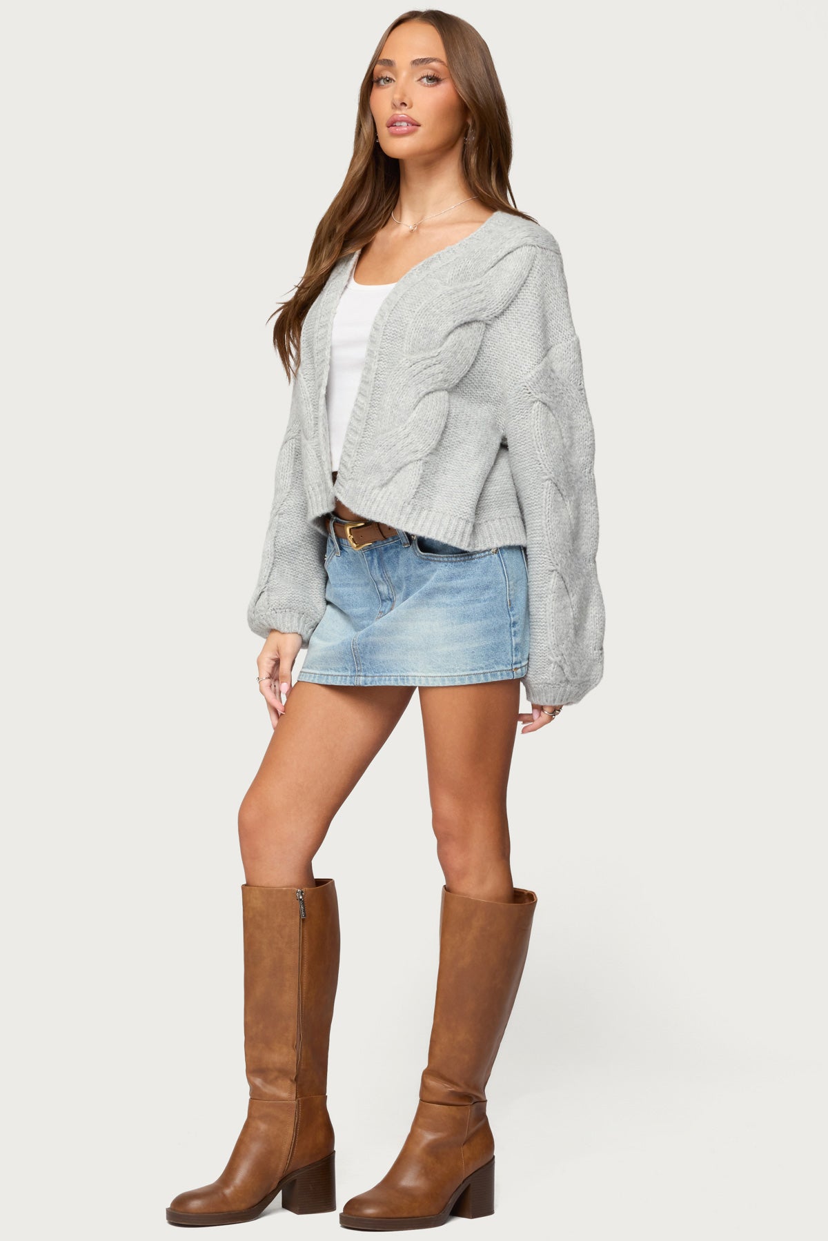 Braiden Chunky Cable Knit Cardigan - Image 5