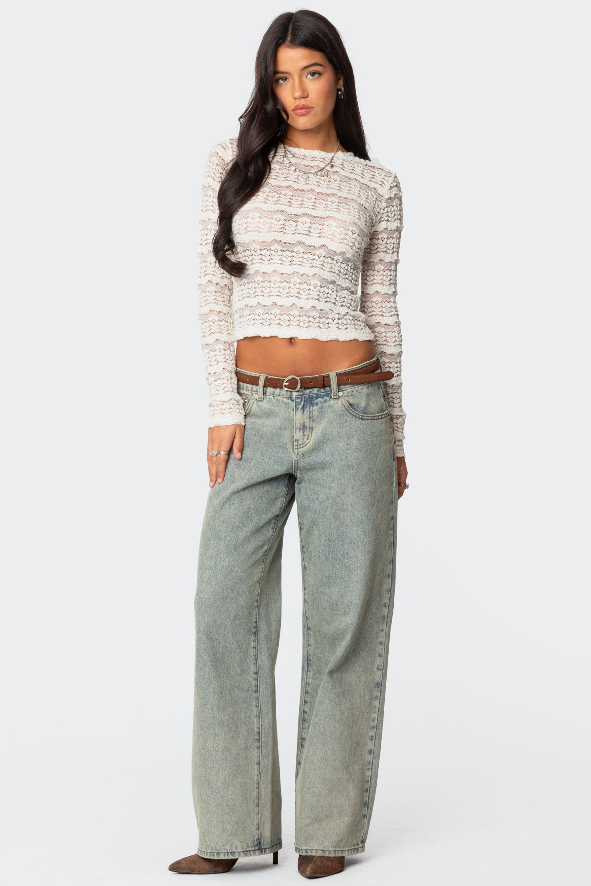 Daisey Textured Sheer Lace Top - Image 4