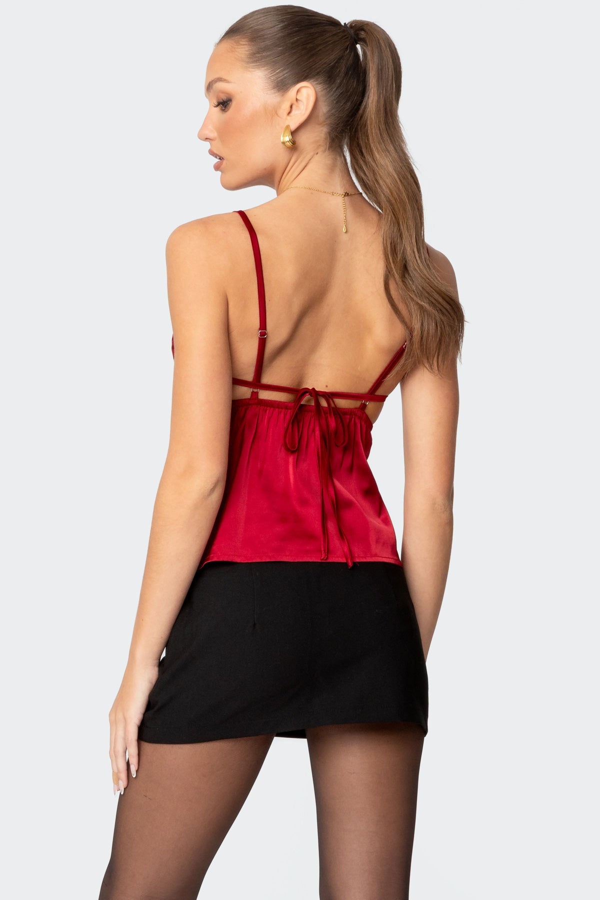 Blanca Satin Effect Lace Trim Tank Top - Image 4