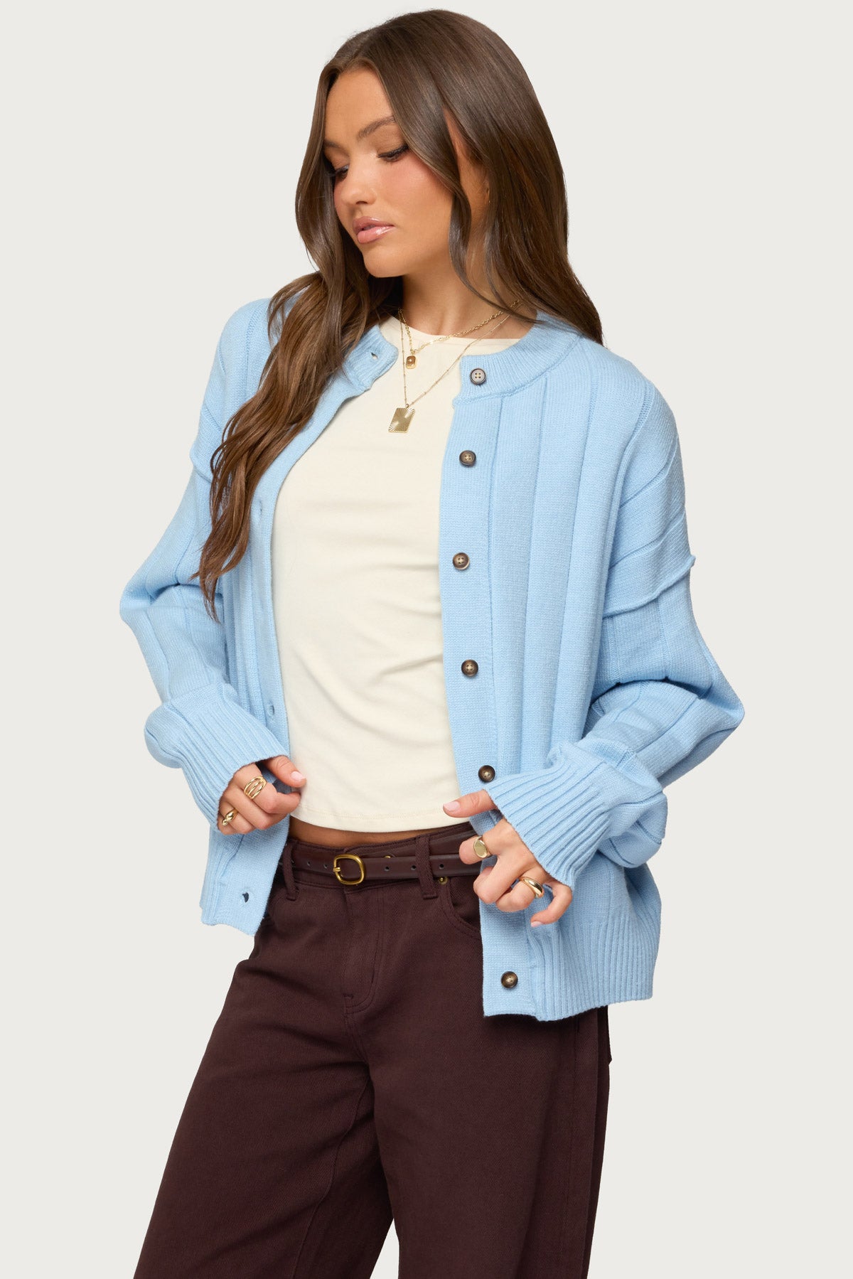 Joanie Wide Ribbed Knit Cardigan - Image 3