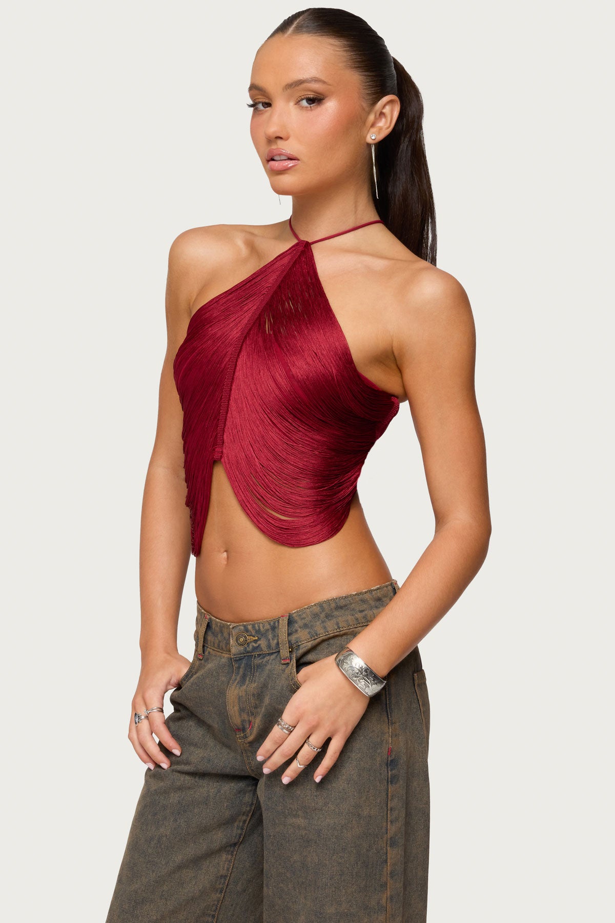 Hara Fringed Crisscross Backless Top - Image 4