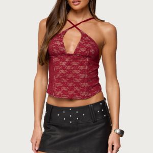 Tyra Crisscross Lace Boned Top