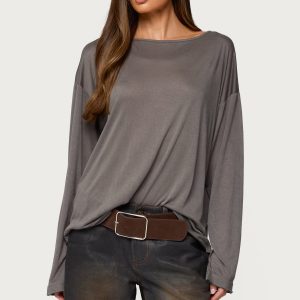 Oversized Semi Sheer Long Sleeve T Shirt