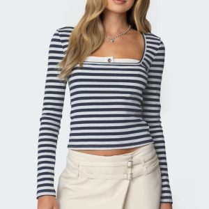 Buttoned Up Layered Striped Top