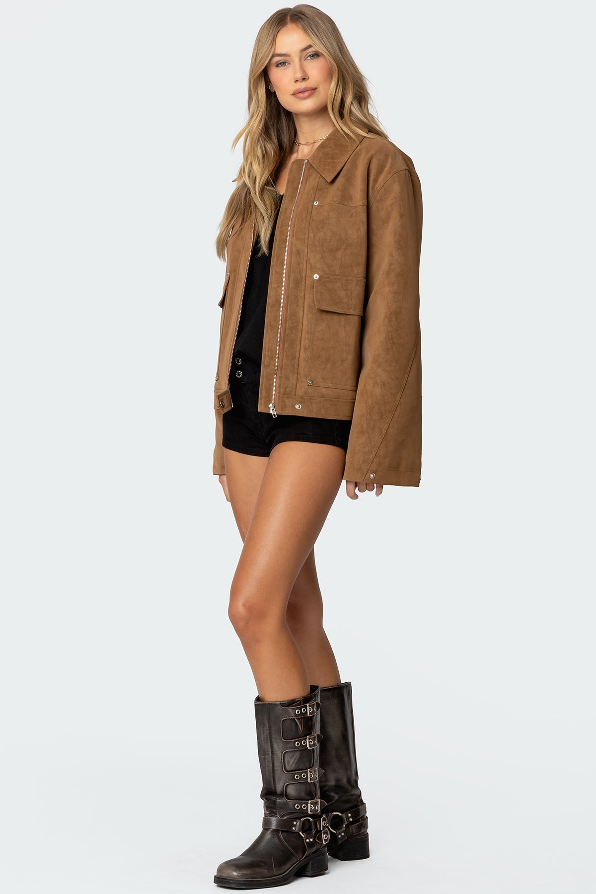 Annabelle Oversized Faux Suede Jacket - Image 4