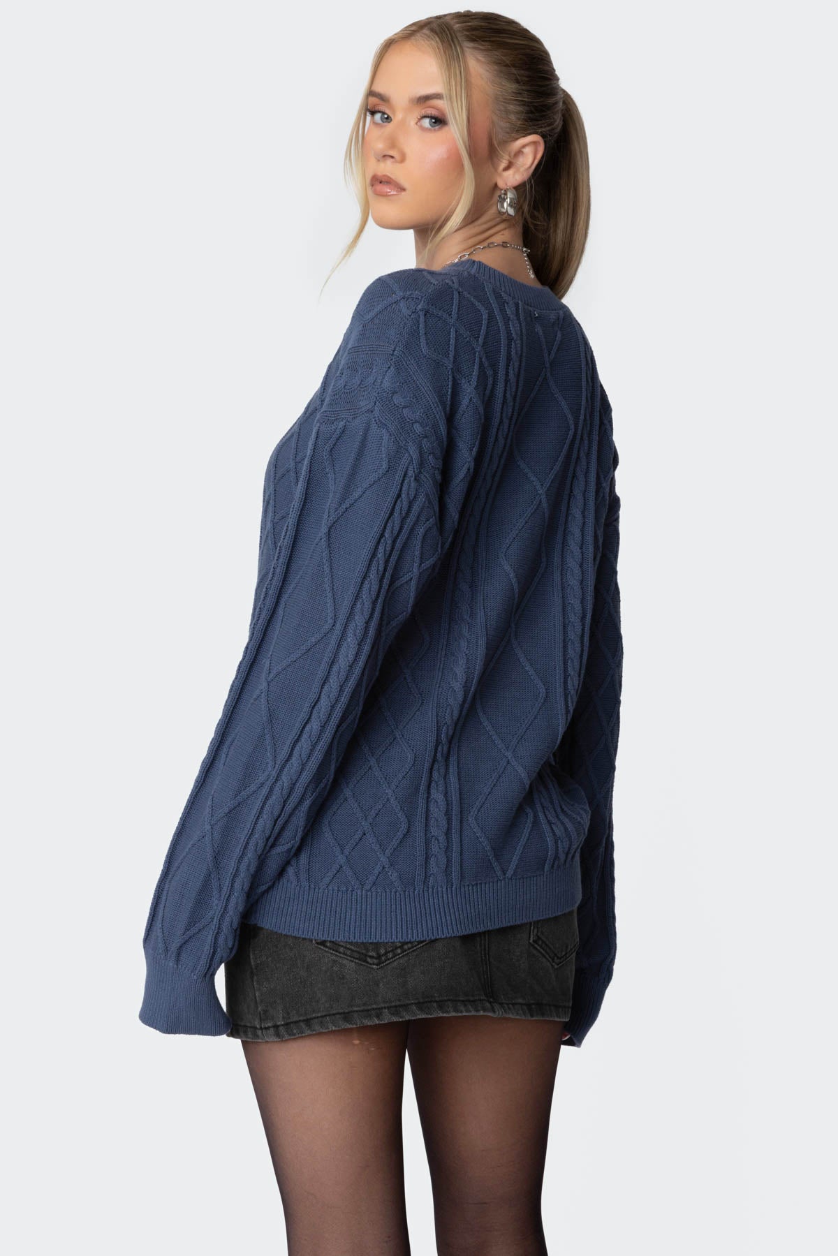 Jessy Cable Knit Oversized Sweater - Image 5