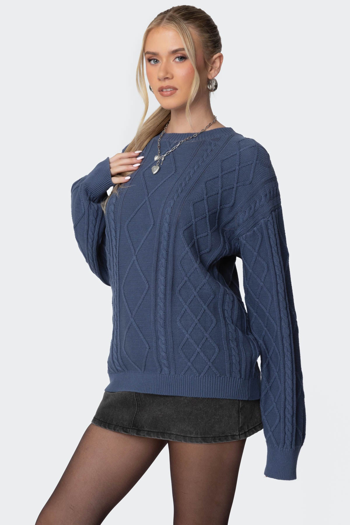 Jessy Cable Knit Oversized Sweater - Image 6