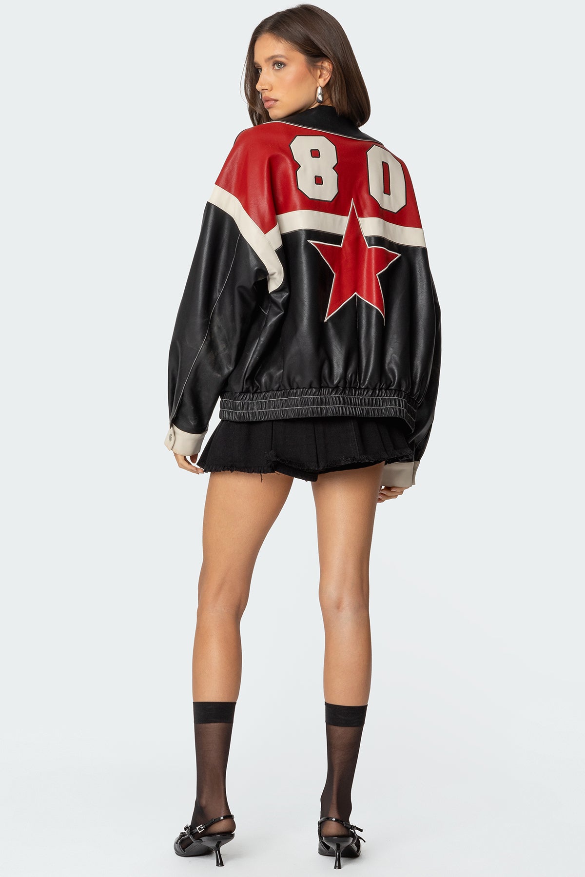 North Star Faux Leather Jacket - Image 5