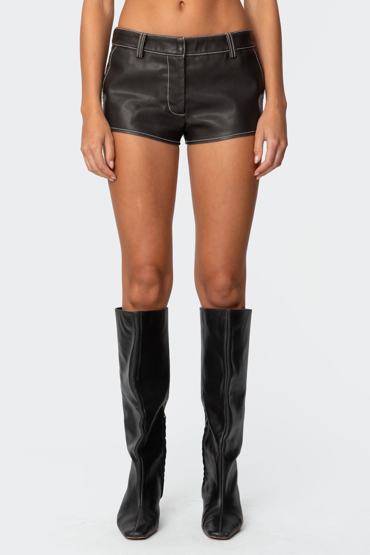 Blaise Faux Leather Micro Shorts - Image 2