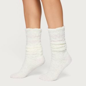 Stripey Fuzzy Scrunch Socks