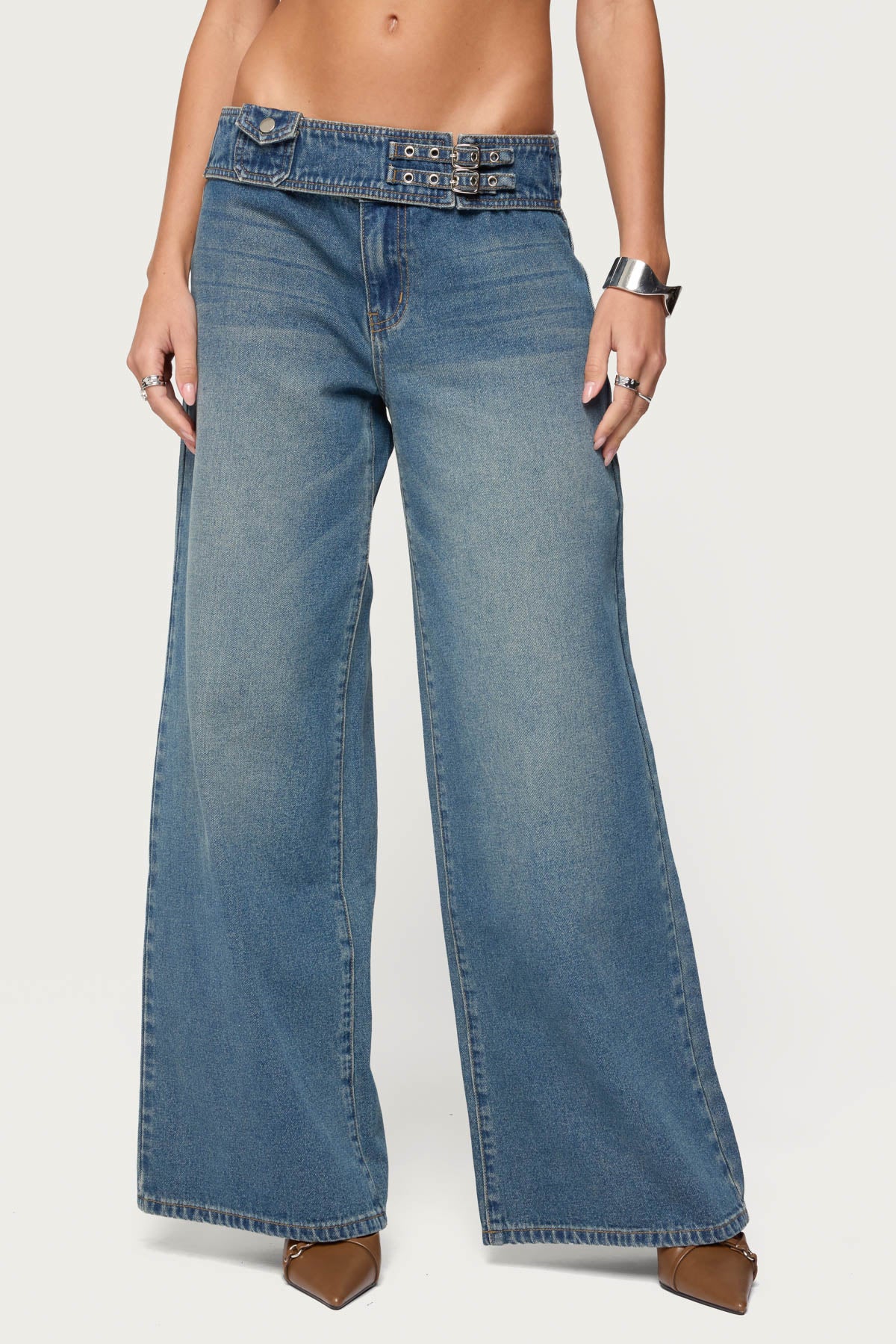 Double Buckle Low Rise Jeans - Image 2
