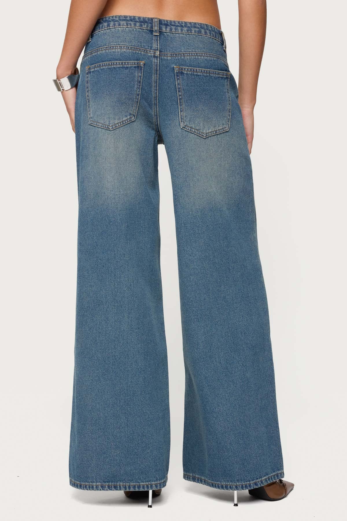 Double Buckle Low Rise Jeans - Image 5