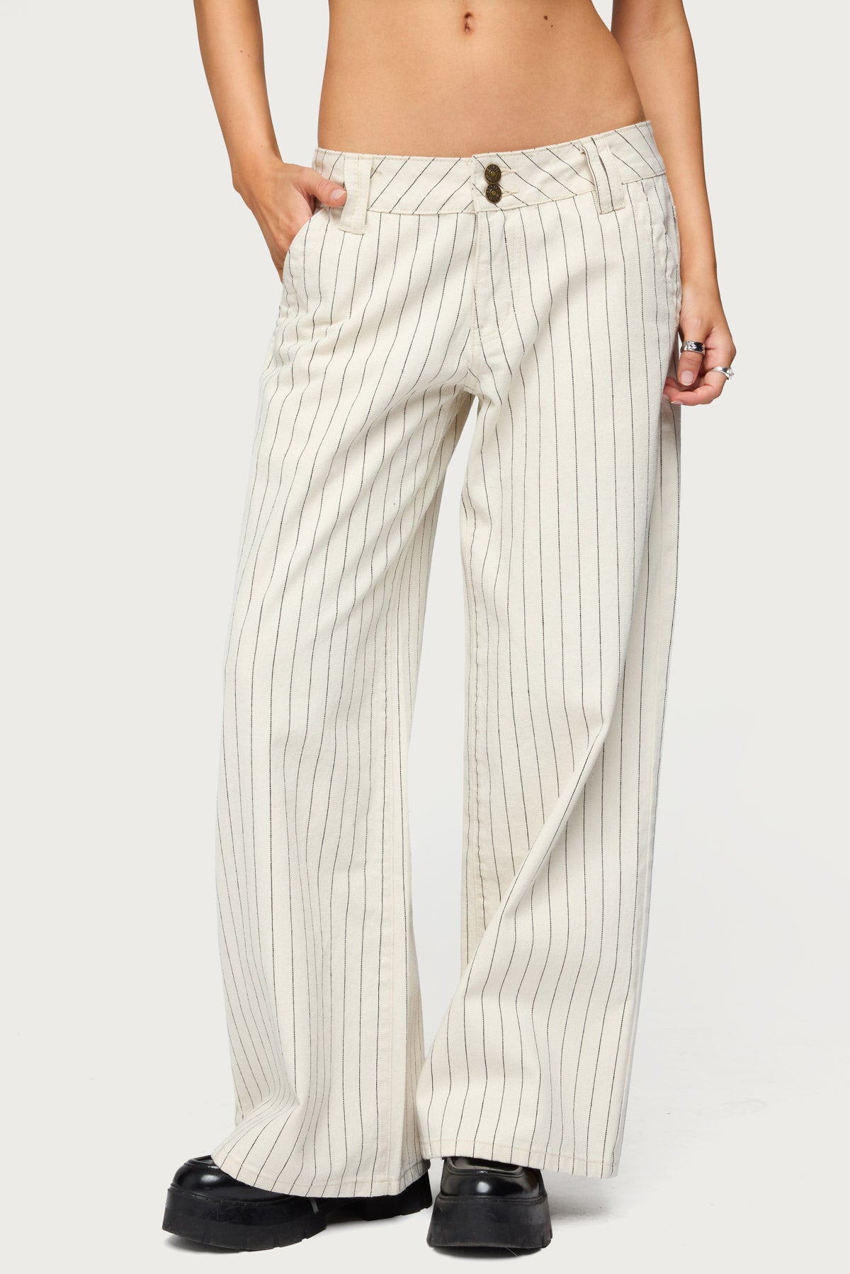 Petite Cory Striped Low Rise Jeans - Image 2