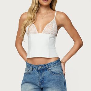 Keesha Lacey Boned V Neck Top