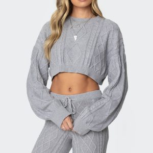 Kasey Cable Knit Cropped Sweater