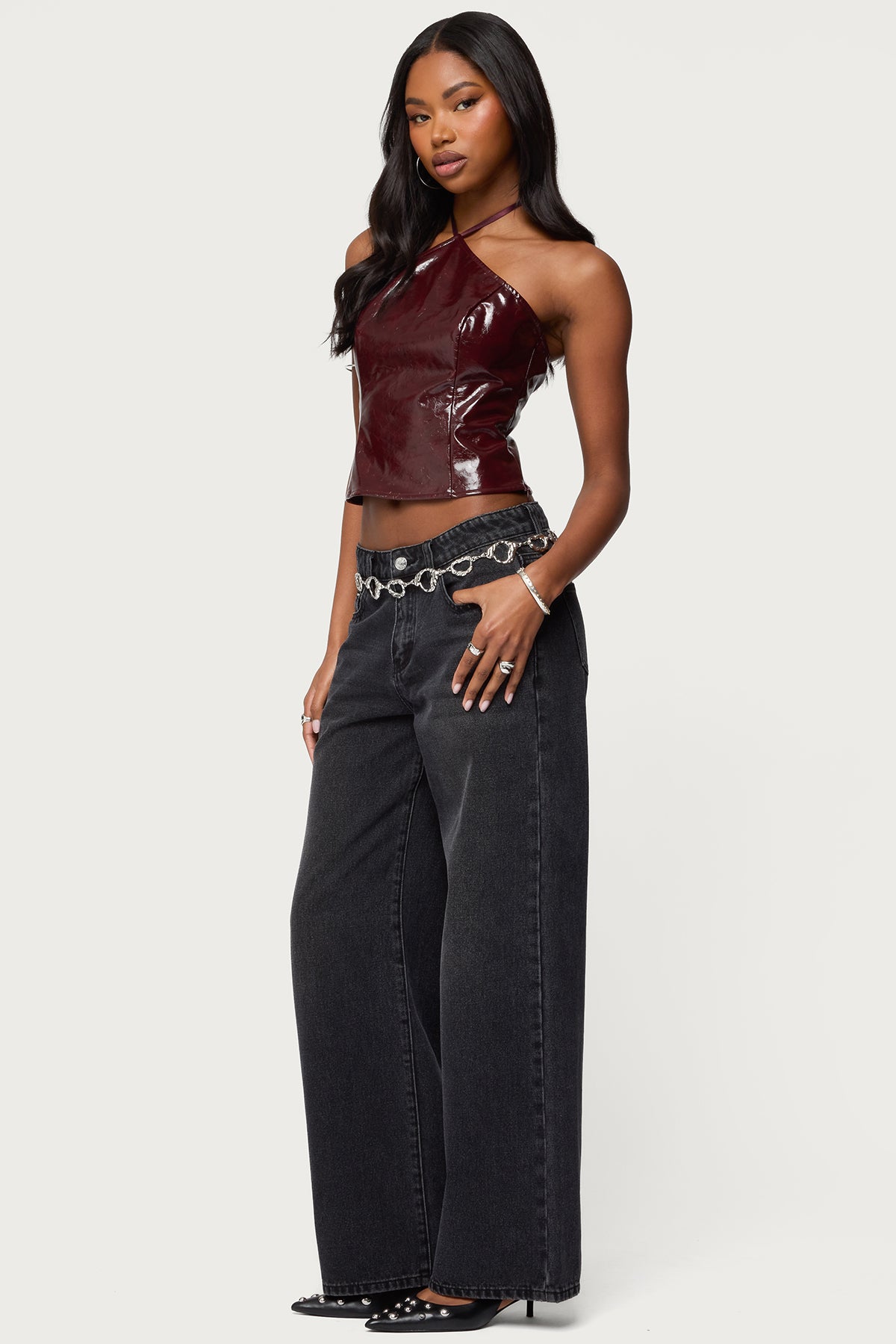 Hailie Faux Leather Halter Top - Image 4