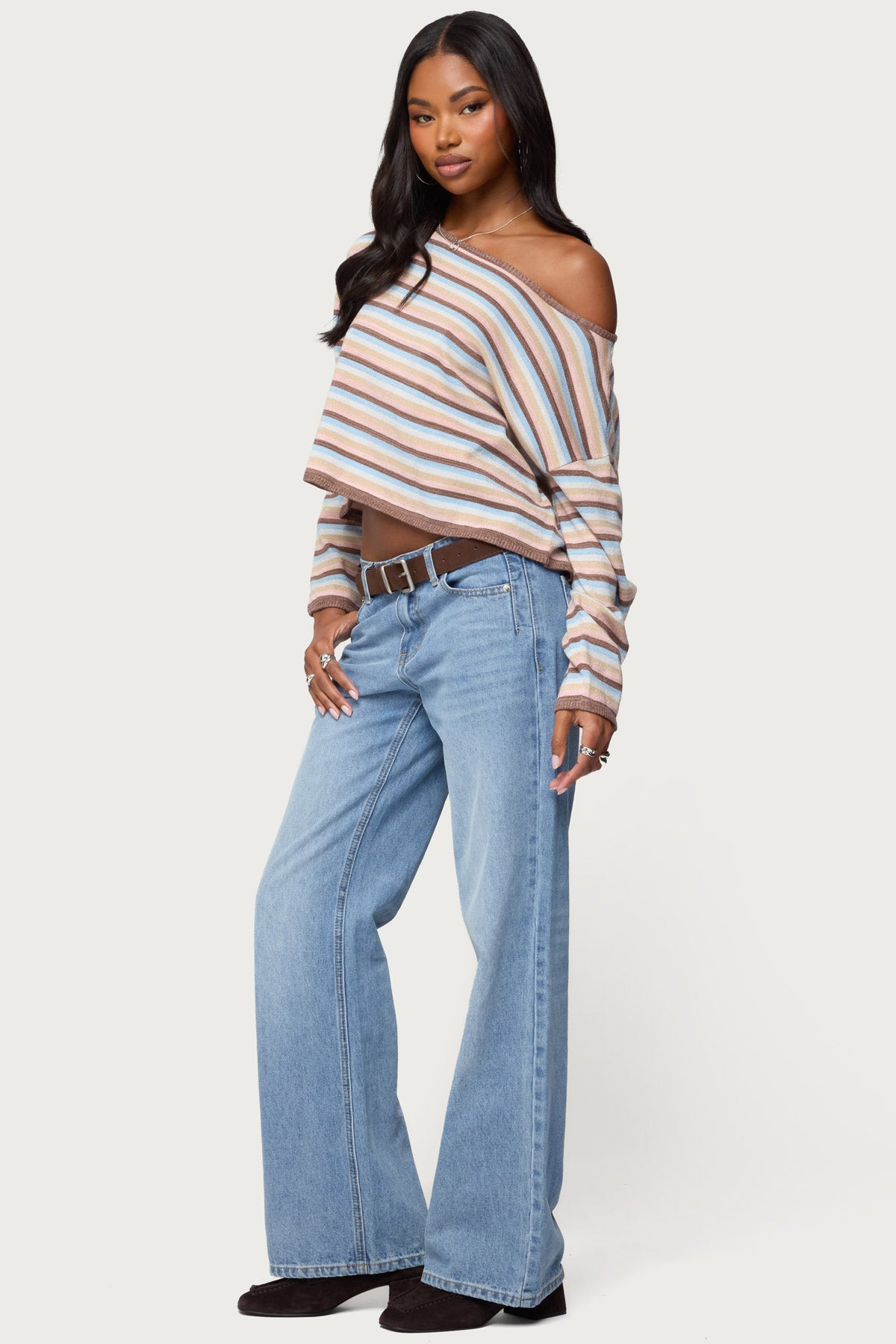 Alexis Off Shoulder Striped Knit Top - Image 4