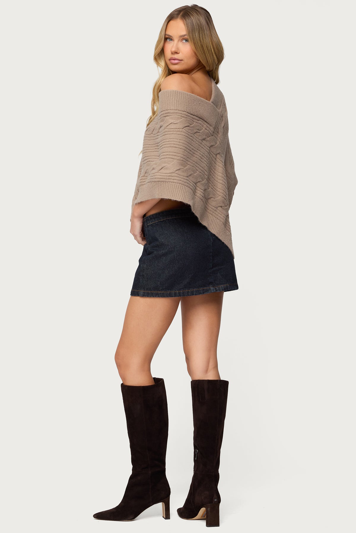 Vickey Cable Knit Poncho - Image 5