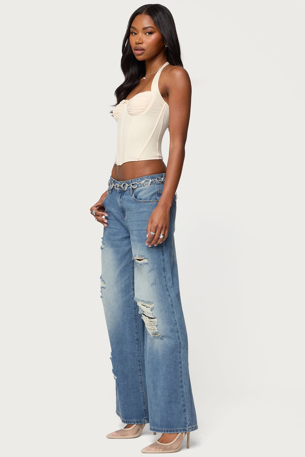Frye Distressed Low Rise Jeans - Image 3