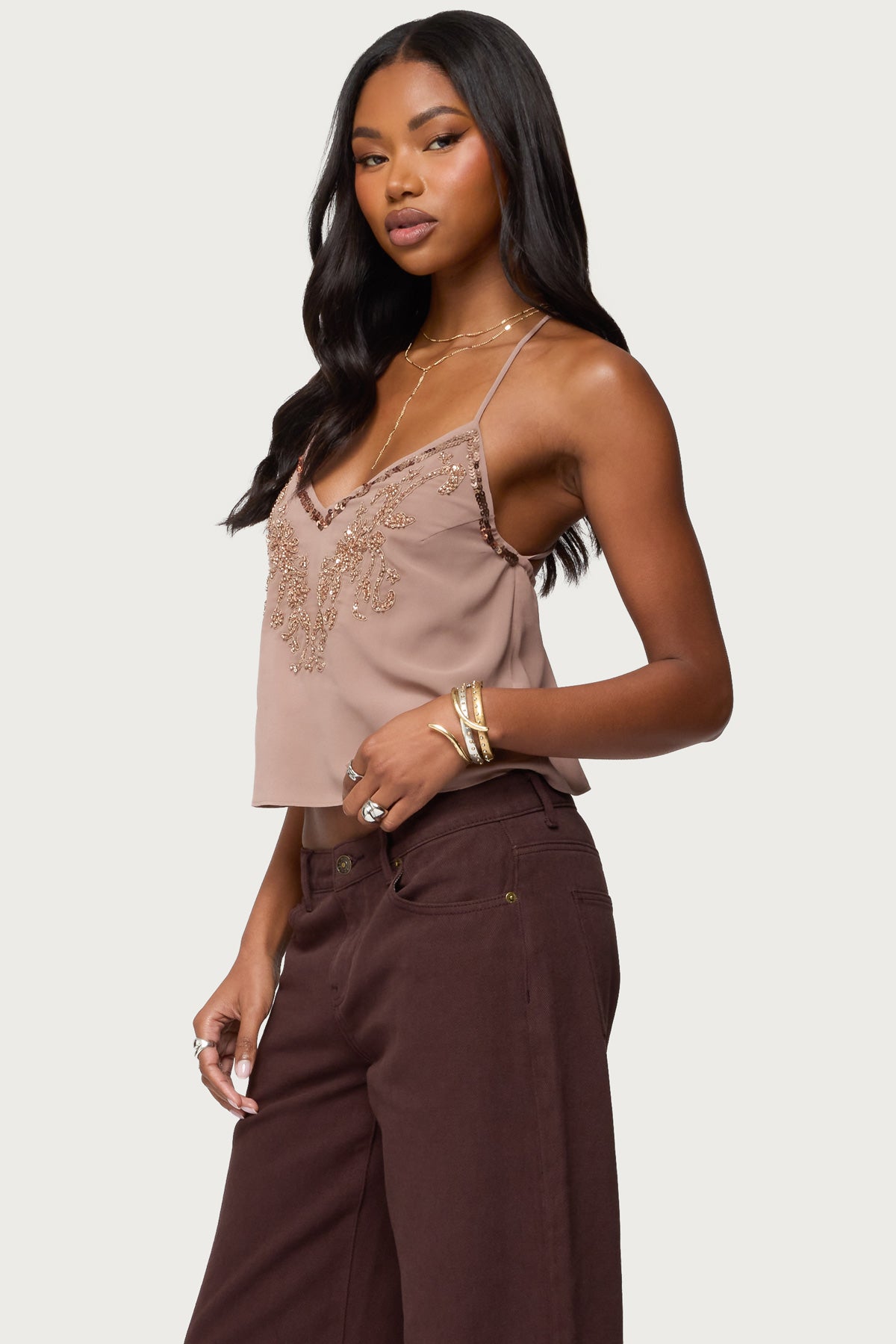 Sorina Embellished V Neck Top - Image 3