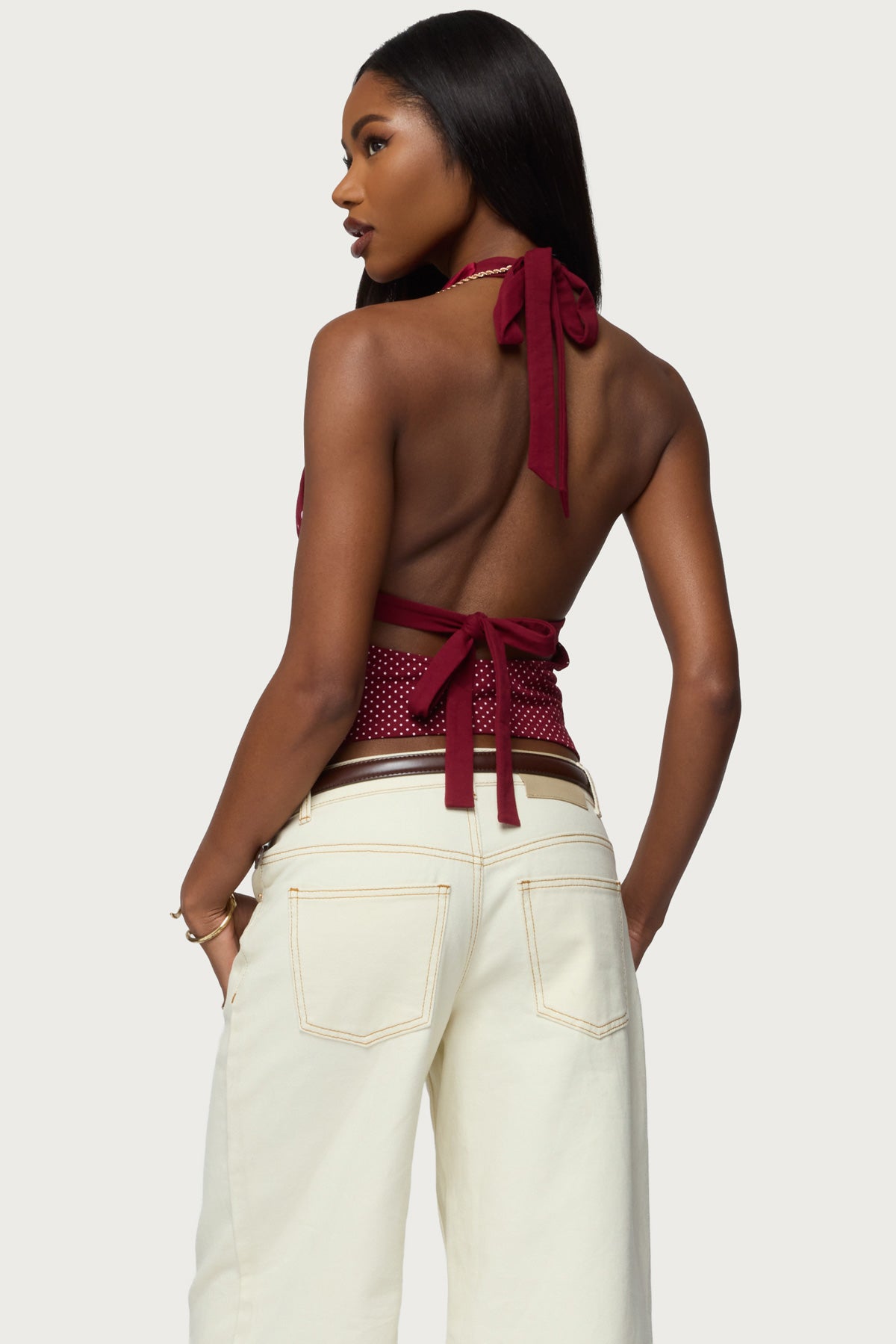 Ginny Mixed Polka Dot Halter Top - Image 4