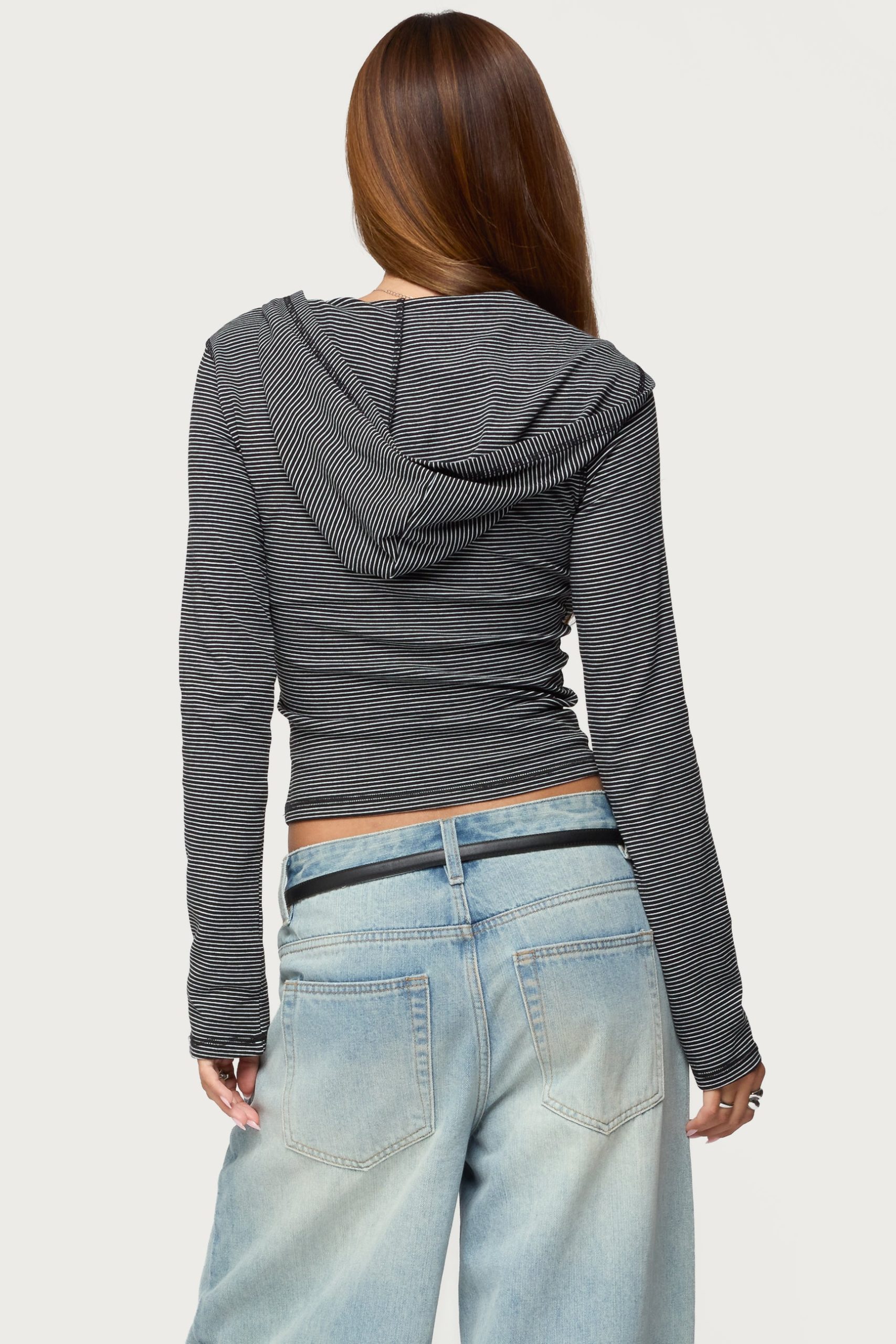 Damson Striped Hooded Henley Top - Image 5