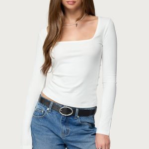 Zandra Square Neck Ribbed Top