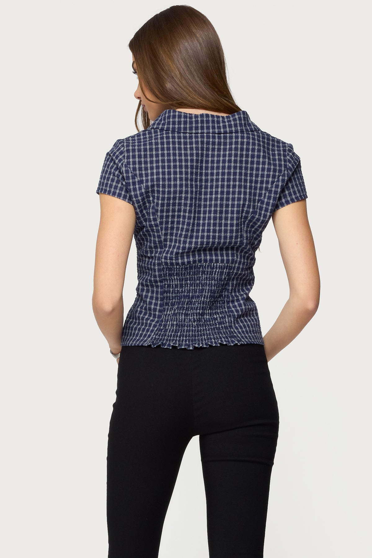 Oriya Gingham Tailored Button Up Shirt - Image 5