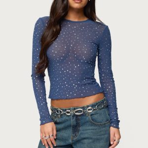 Anari Rhinestone Mesh Top