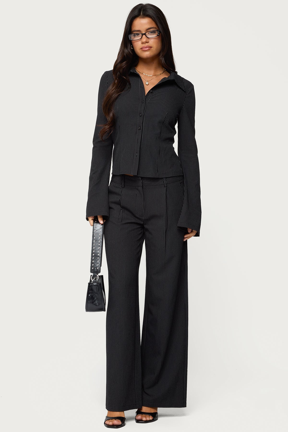 Pinstripe Tailored Button Up Shirt - Image 2