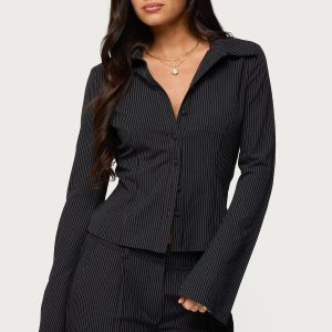 Pinstripe Tailored Button Up Shirt