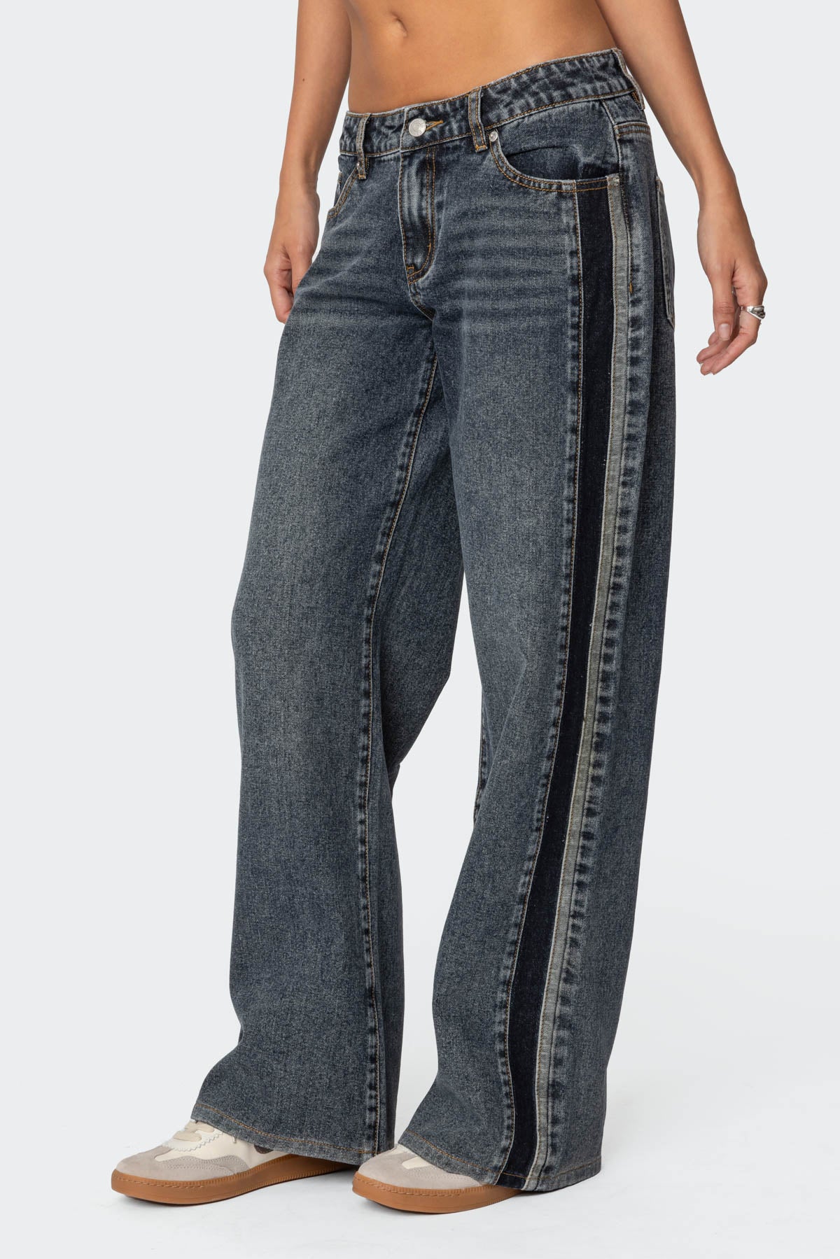 Contrast Panel Low Rise Jeans - Image 4
